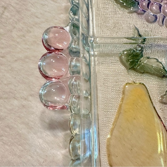Vintage Pressed Indiana Glass 5-Section Fruit Design Relish Tray Serving Platter - Picture 9 of 13